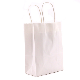 12x Grote Cord Handle Paper Gift Bag (26x32x12cm) - Wit (130g)