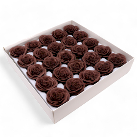 25x Ambachtelijke Zeepbloem - Groot (7-Laags) Vintage Roos - Koninklijk Chocolade