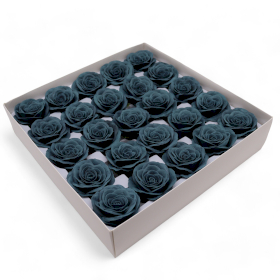 25x Ambachtelijke Zeepbloem - Groot (7-Laags) Vintage Roos - IJzerhoofd Teal
