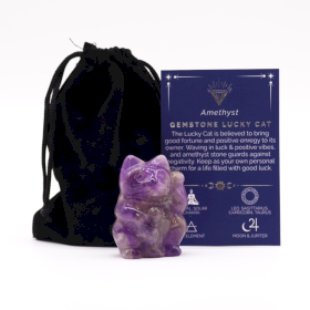 Geluks Kat Edelsteen - Amethist - 50x35x25mm
