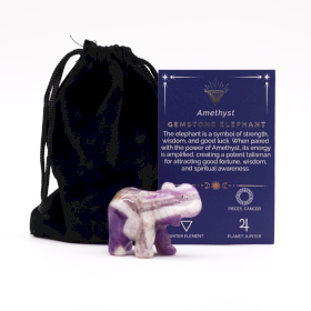 Geluks Olifant Edelsteen - Amethist - 50x35x25mm