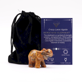 Geluks Olifant Edelsteen - Crazy Lace Agaat - 50x35x25mm