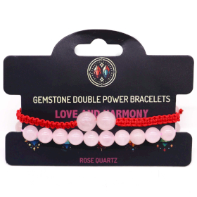 3x Edelsteen Dubbele Kracht Armbanden - Rozenkwarts