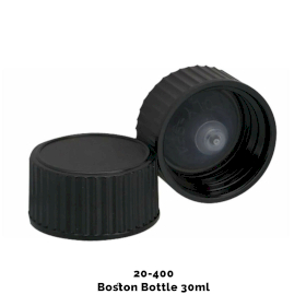 50x Dop voor Amber Boston Fles (voor 30ml & 60ml) - Zwart Plastic 20-400mm