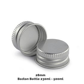 50x Dop voor Amber Boston Fles (voor 230ml & 500ml) - Aluminium Zilver 28mm