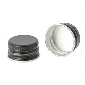 50x Dop voor Glazen Medicijnfles Zwart - Aluminium Zwart 28mm