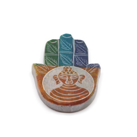 4x Speksteen Hamsa Wierookhouder 9x6cm - Boeddha