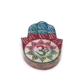 4x Speksteen Hamsa Wierookhouder 9x6cm - OM