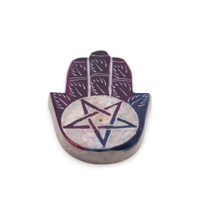 4x Speksteen Hamsa Wierookhouder 9x6cm - Pentagram