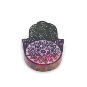 4x Speksteen Hamsa Wierookhouder 9x6cm - Lotus Bloem