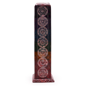 Speksteen Vierkante Toren Wierookhouder 25cm - 7 Chakra\'s