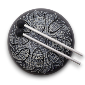 Stalen Tong Geluksdrumss Om Mandala Gegraveerd - 16cm