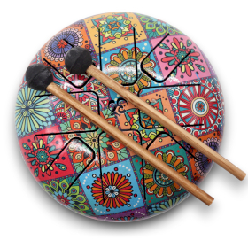 Medium Stalen Tong Geluksdrumss  Multi Kleur - 17x13cm