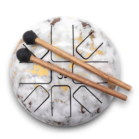 Medium Stalen Tong Geluksdrumss  Marmer - 17x13cm