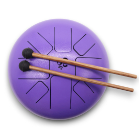 Medium Stalen Tong Geluksdrumss  Om Violet - 22x16cm