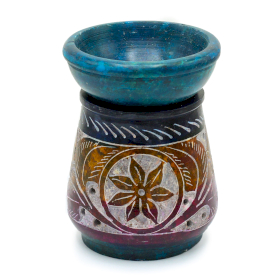 Kleine Gekleurde Speksteen Olielamp 8cm - Bloem