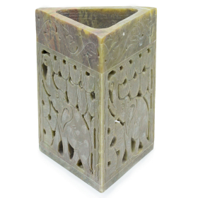 Driehoekige Speksteen Olielamp 11x9cm - Olifant