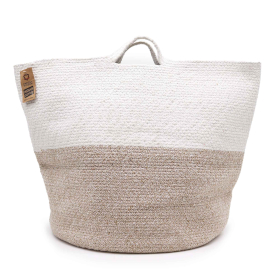 Katoenen Touw Wasmand / Opbergmand Groot 45x40cm - Beige