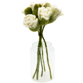 6x Viltbloemen - Witte Rozen