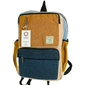 Grote Boxy Hennep Rugzak - Teal & Kurkuma