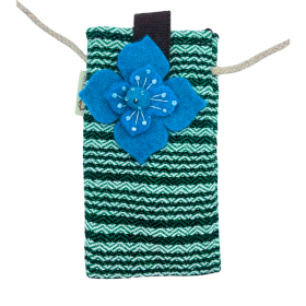 Telefoonhouder Tas Strepen Groen - bloemen decor