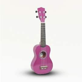 Ambachtelijk Gemaakte Ukelele - Felroze Afwerking (4 Snaren)