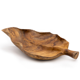 Grote Bladvormige Teakhouten Fruitschaal - 40x24x5cm