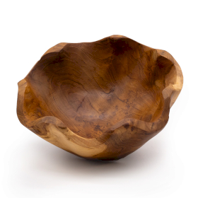 Middelgrote Gladde Teakhouten Fruitschaal - 21x9cm