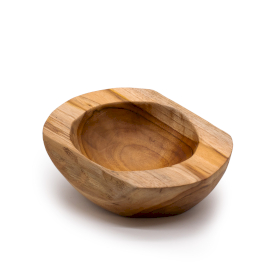 Middelgrote Natuurlijk Vormige Teakhouten Kom - 20x7cm
