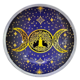 Driedelige Enamel Offerschotel – Paarse Drievoudige Maan