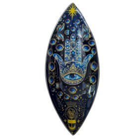 Enamel Wierookkom - Aluminium - Blauwe Hamsa