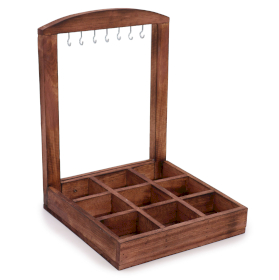 Hangstand & Display Tray - 9 (3x3) Vakken - Donker Hout