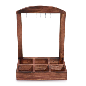 Hangstand & Display Tray - 6 (2x3) Vakken - Donker Hout