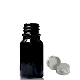 255x 5ml Zwarte Glazen Druppelfles met Aluminium Dop