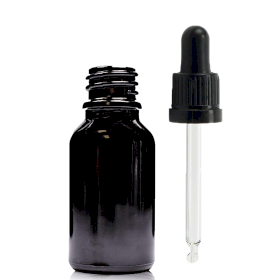 156x 15ml Zwarte Glazen Druppelfles met Zwarte T/E Pipet