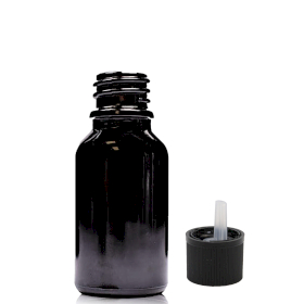 156x 15ml Zwarte Glazen Druppelfles met Kindveilige Druppeldop