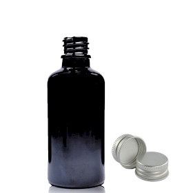 110x 30ml Zwarte Glazen Druppelfles met Aluminium Dop