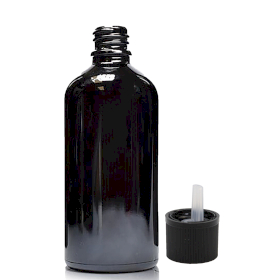 70x 100ml Zwarte Glazen Druppelfles met Kindveilige Druppeldop