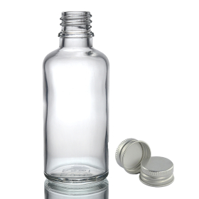 88x 50ml Heldere Glazen Druppelfles met Aluminium Dop