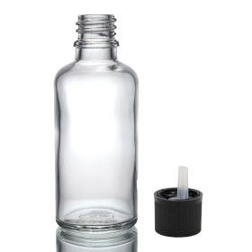 88x 50ml Heldere Glazen Druppelfles met Kindveilige Druppeldop
