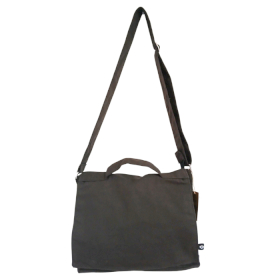 Katoenen Canvas Laptop Messenger Bag - Antraciet