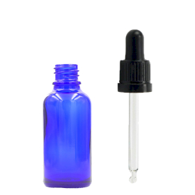 255x 5ml Blauwe Glazen Druppelfles met Zwarte T/E Pipet