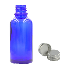 70x 100ml Blauwe Glazen Druppelfles met Aluminium Dop