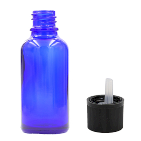 70x 100ml Blauwe Glazen Druppelfles met Kindveilig Druppeldop