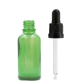 156x 15ml Groene Glazen Druppelfles met Zwarte T/E Pipet