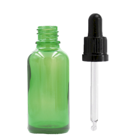 110x 30ml Groene Glazen Druppelfles met Zwarte T/E Pipet