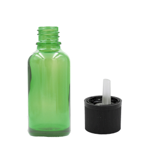 110x 30ml Groene Glazen Druppelfles met Kindveilig Druppeldop