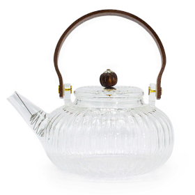 Glazen Infusie Theepot - Heldere Geribbelde Parel - 850ml