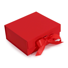 3x Plat Verpakte Cadeaubox - Medium Vierkant. (20x18.2x8cm) - Rood