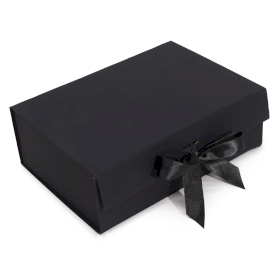 3x Plat Verpakte Cadeaubox - Groot (28.2x20.2x9.2cm) - Zwart